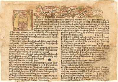 Initiale A et un vœu de Nouvel An - German 15th Century