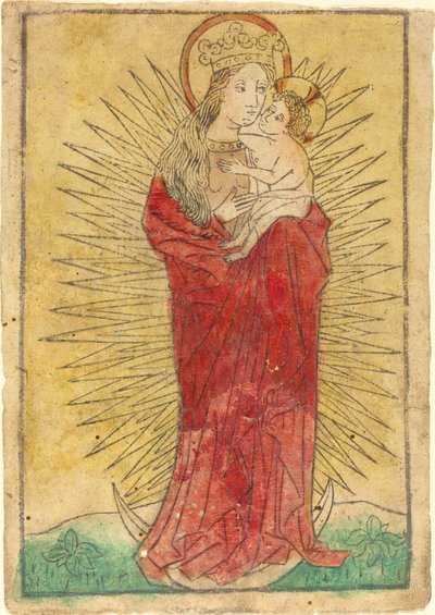 Madonna et Enfant dans une Gloire Debout sur un Croissant de Lune - German 15th Century