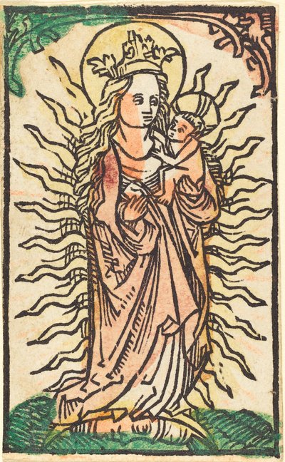 Madone et Enfant dans une Gloire debout sur un Croissant de Lune - German 15th Century