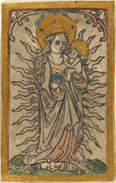 Madone et Enfant dans une Gloire debout sur un Croissant de Lune - German 15th Century