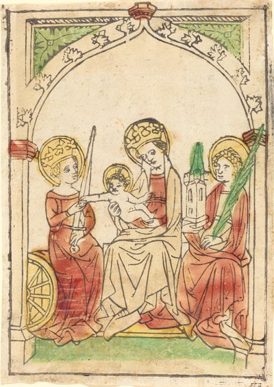 Madone entre les Saintes Catherine et Barbara - German 15th Century