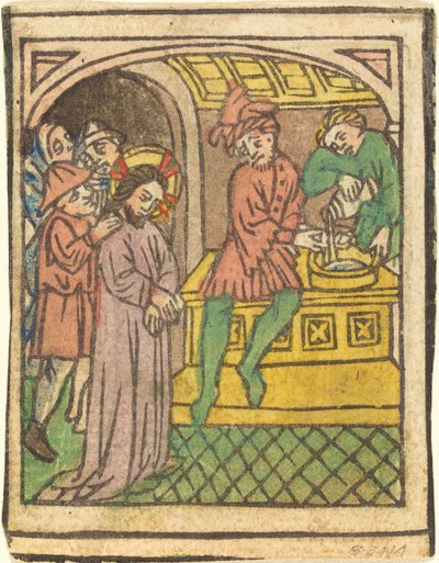 Pilate se Lavant les Mains (recto) - German 15th Century