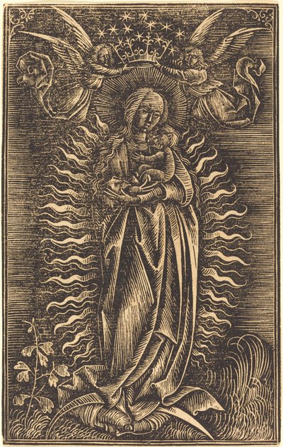 La Vierge couronnée par deux anges - German 15th Century