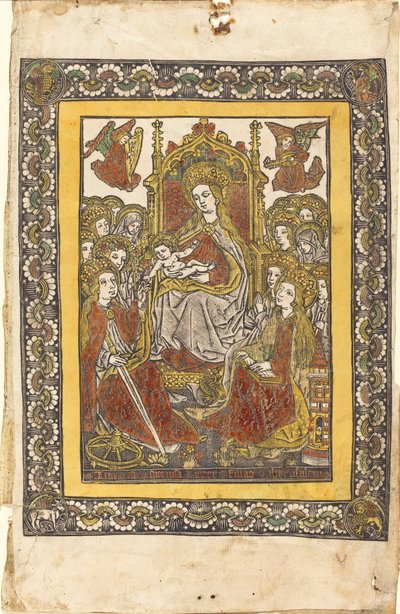 La Madone En Trône avec Dix-Huit Saintes Femmes - German 15th Century or Master with the Mountain Like Clouds