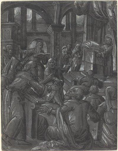 Le Christ disputant avec les docteurs - German 16th Century