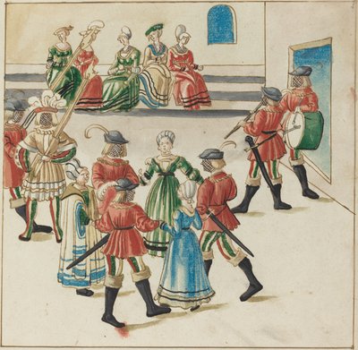 Trois couples dansant en cercle - German 16th Century