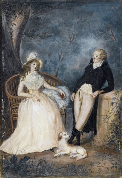 Charlotte von Stein et Johann Wolfgang von Goethe en conversation, seconde moitié du XVIIIe siècle - German Master