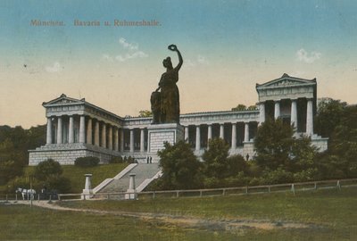Statue de la Bavière et Ruhmeshalle, Munich. Carte postale envoyée en 1913. - German Photographer