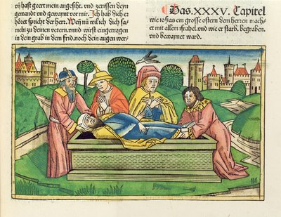 2 Chroniques 35:24 Enterrement de Josias, de la Bible de Nuremberg (Biblia Sacra Germanaica) - German School