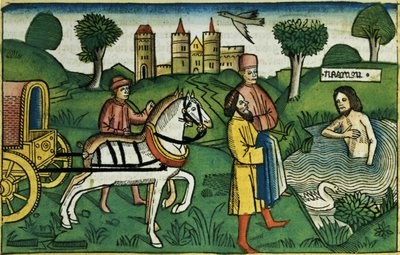 2 Rois 5:14 La purification de Naaman, de la Bible de Nuremberg (Biblia Sacra Germanaica) - German School