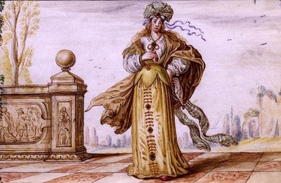 Une femme allégorique parée de bijoux sur une terrasse, c.1640 - German School