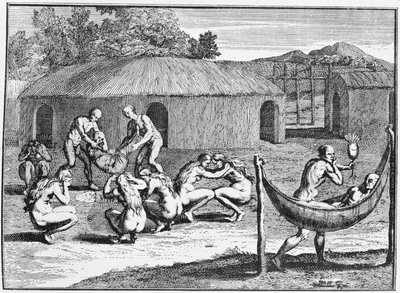 Une cérémonie funéraire, reproduite du livre de David Herzliberger, publié en 1748, tiré de 