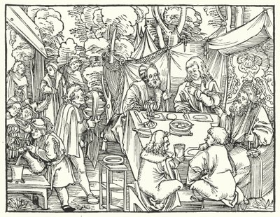 Un banquet royal (gravure) - German School