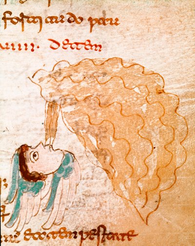 Une Tempête Livre 9, chapitre 29. Miniature tirée du manuscrit « De Universo » ou « De rerum naturis » - German School