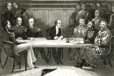 Conférence à Chusan entre le commodore Bremer et Chang, un fonctionnaire chinois, à bord du HMS Wellesley, 4 juillet 1841 - German School