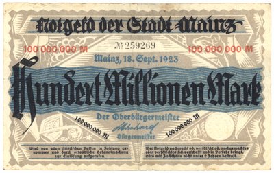 Un billet de cent millions de marks, 1923 - German School