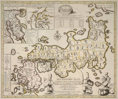 Carte du Royaume du Japon divisé en soixante-huit provinces, Cartes séparées de Kamschatka et Niphon - German School