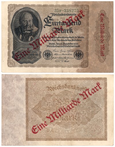 Un billet de un milliard de marks, 1922 - German School