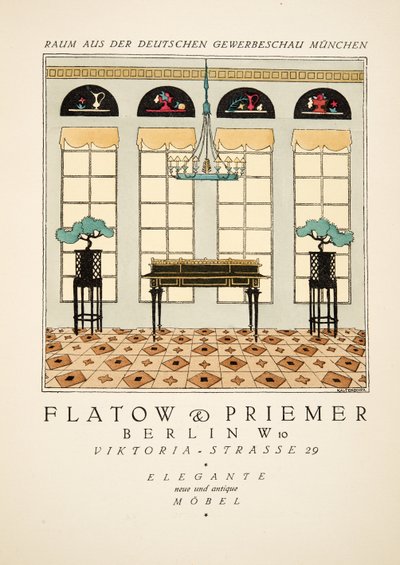 Publicité pour "Flatow & Priemer", de Styl, pub.1922 (pochoir) - German School