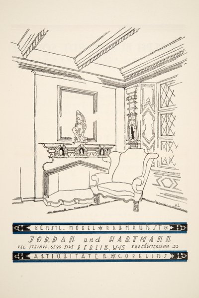 Publicité pour Jordan und Hartmann, de Styl, pub.1922 - German School