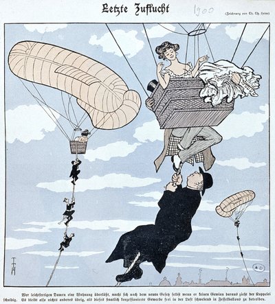 Aérostation : caricature allemande - German School