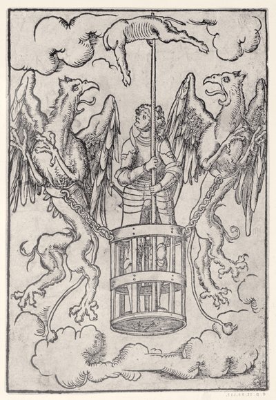 Alexandre le Grand porté dans les airs par deux griffons, vers 1525 - German School