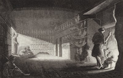 Chapelle rupestre égyptienne ancienne, Gebel el-Silsila. Illustration pour Bilder-Atlas (gravure) - German School