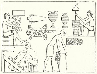 Tanneurs égyptiens anciens (gravure) - German School
