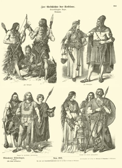 Costumes germaniques anciens - German School