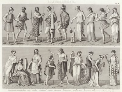 Costumes de la Grèce antique. Illustration pour Bilder-Atlas - German School