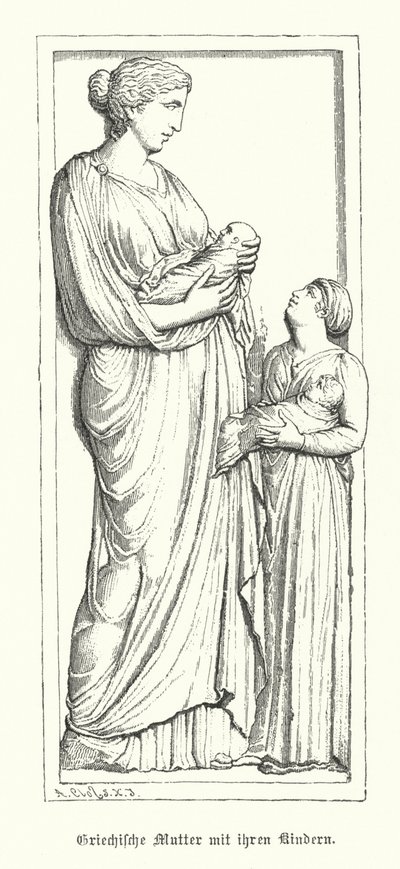 Mère grecque antique avec ses enfants - German School