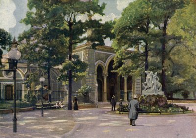 Maison des antilopes, Jardin zoologique de Berlin, Allemagne (lithographie en couleur) - German School