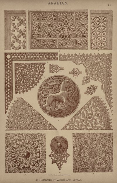 Arabe, Ornements en bois et métal - German School