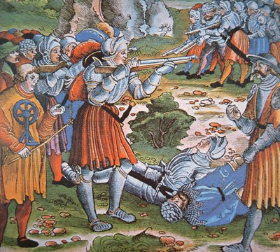 Soldats en armure tirant à l