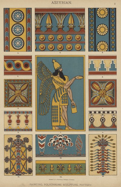 Assyrien, peinture, sculpture polychrome, poterie - German School