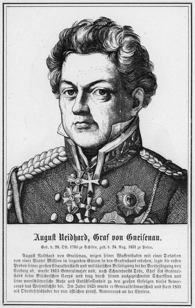 August Neidhard, comte de Gneisenau (gravure) - German School