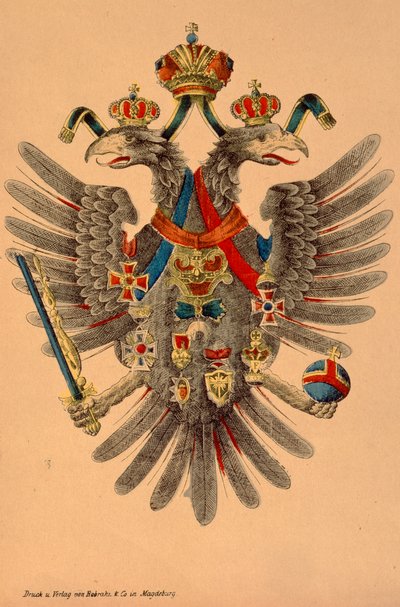 Armoiries impériales austro-hongroises, publiées par Robraki & Co., Magdebourg, vers 1865 - German School