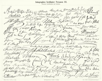 Autographes de personnes célèbres : écrivains et scientifiques allemands - German School