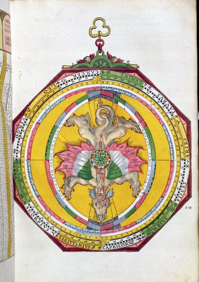 Volvelleor avec le zodiaque, illustration de Astronomicum Caesareum par Peter Apian, pub. à Ingolstadt, 1540 - German School