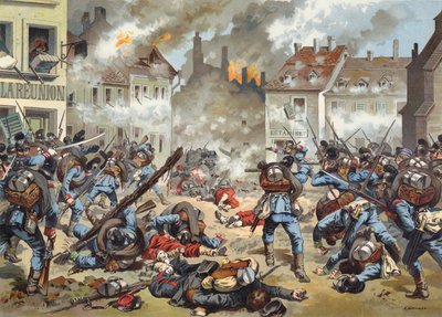 Bataille dans les rues de Bazeilles, guerre franco-prussienne, 1er septembre 1870 - German School