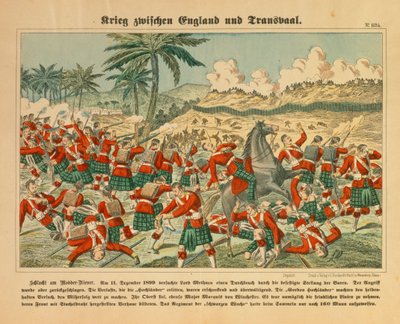Bataille de la rivière Modder pendant la guerre des Boers, 11 décembre 1899, feuille publiée par C. Burckhardt, Weissenburg, 1899 - German School