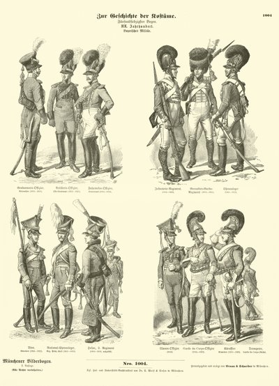 Uniformes militaires bavarois, début XIXe siècle - German School