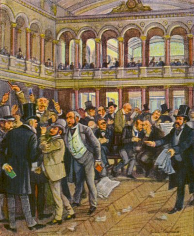 Bourse de Berlin (lithographie en couleur) - German School