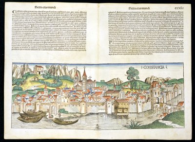 Vue aérienne de Constance, de la Chronique de Nuremberg par Hartmann Schedel (1440-1514) 1493 - German School