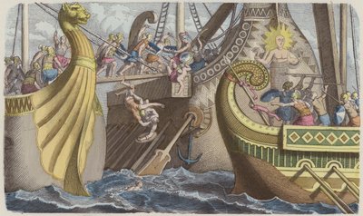 Embarquement sur une galère pendant une bataille navale à l