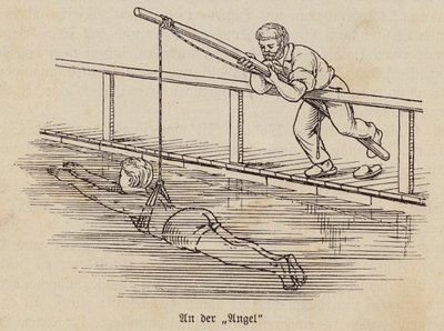 Garçon apprenant à nager (gravure) - German School