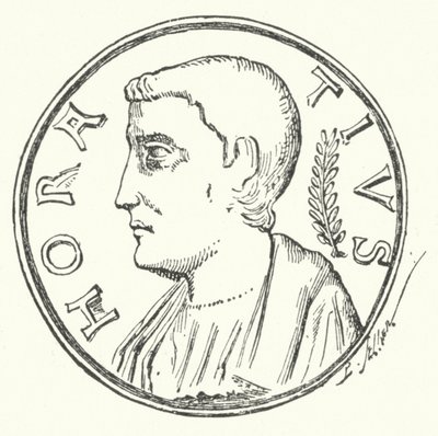 Pièce de bronze montrant la tête du héros romain Horatius - German School