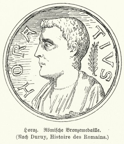 Médaille en bronze représentant le poète romain Horace (lithographie) - German School