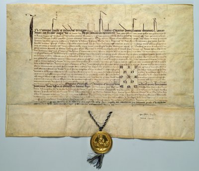 Bulle de Charles IV (1316-78) Empereur romain germanique, 29 janvier 1365 - German School