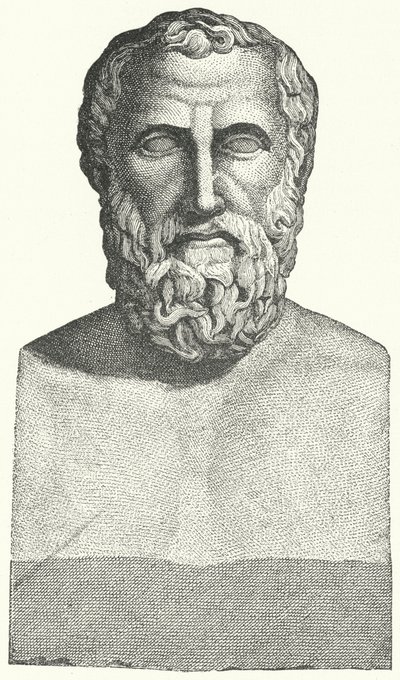 Buste du poète grec ancien Archiloque (gravure) - German School